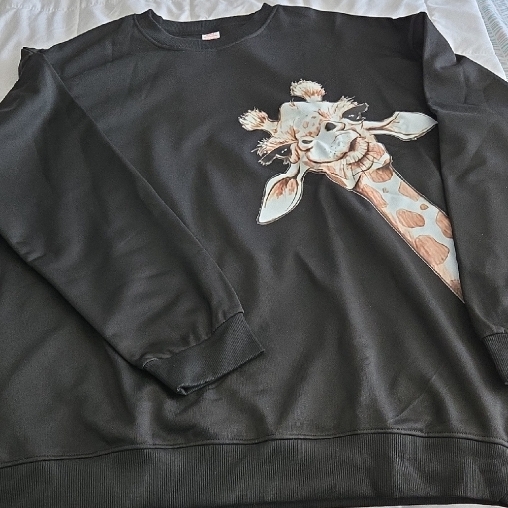 Womens Black Giraffe Sweatshirt